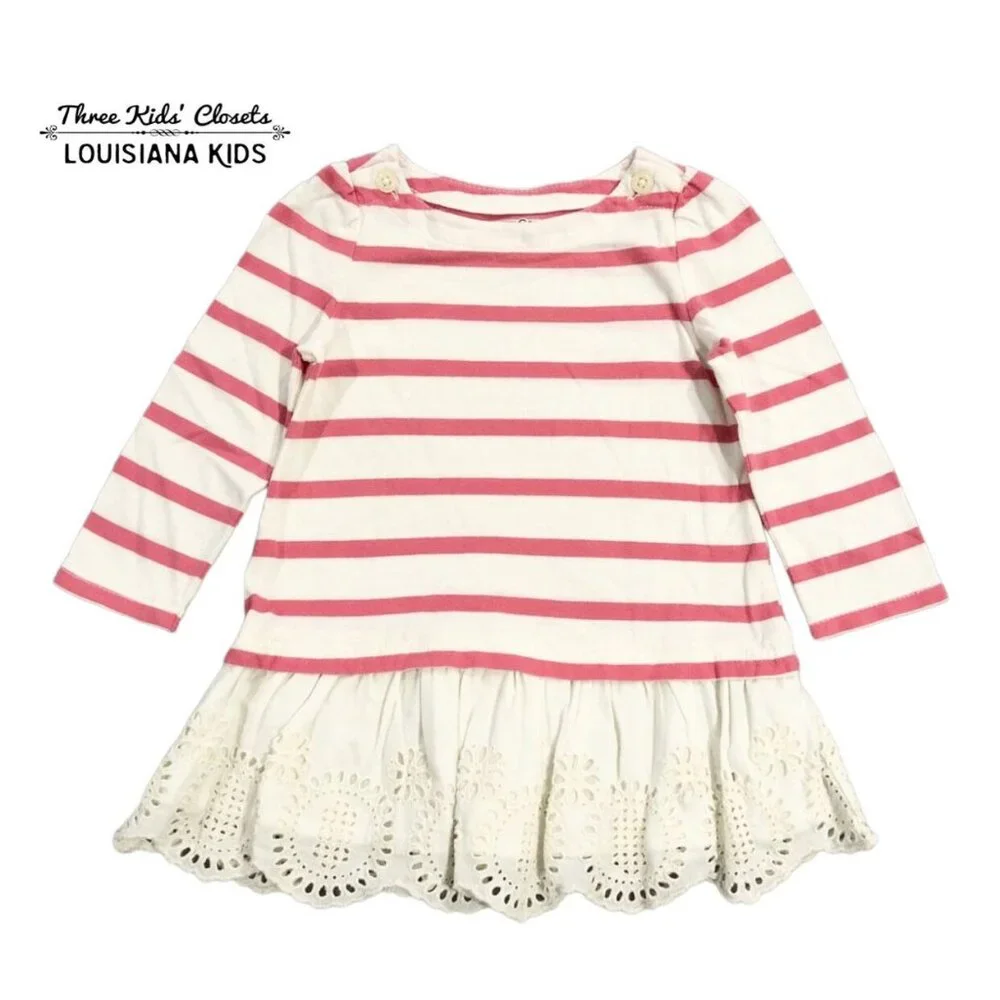 Baby Gap 6-12m Pink Striped Eyelet Tunic